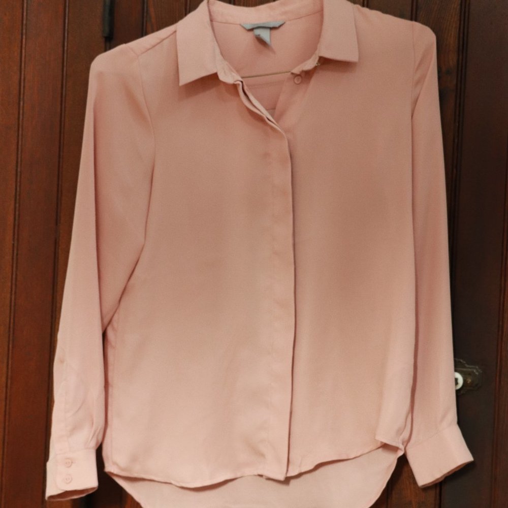 H&M Soft Pink Blouse - Button Down - 4